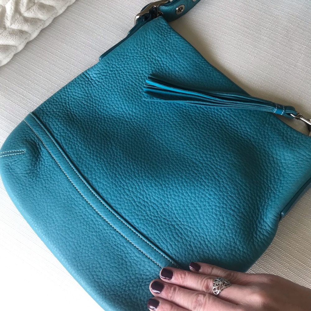 Coach Vintage Legacy Leather Slim Duffle Shoulder Crossbody Purse Blue 1427 Y2K - Picture 14 of 16